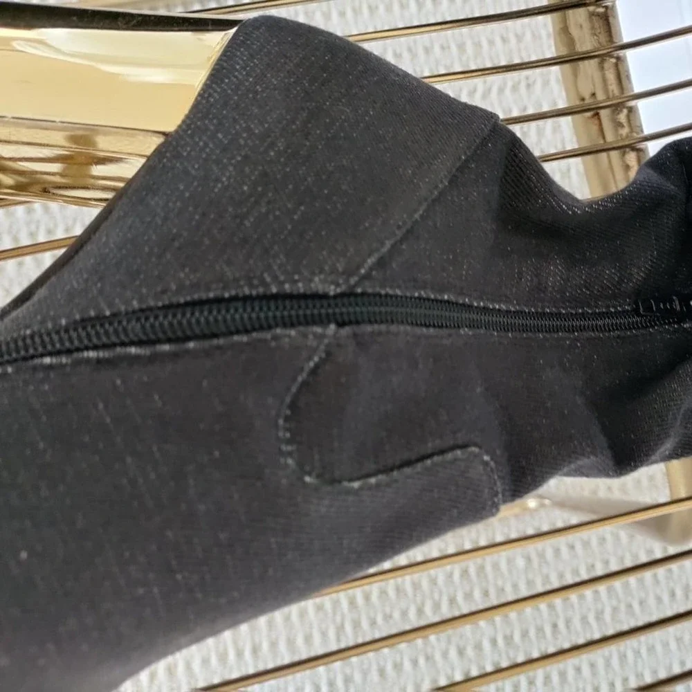 Spaziomoda‎ Bogna Italy Black Stretch Denim Over The Knee Gold Block Heel Boots
